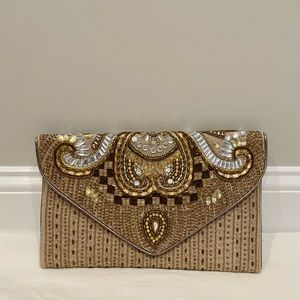 Handbeaded Gold Clutch Purse